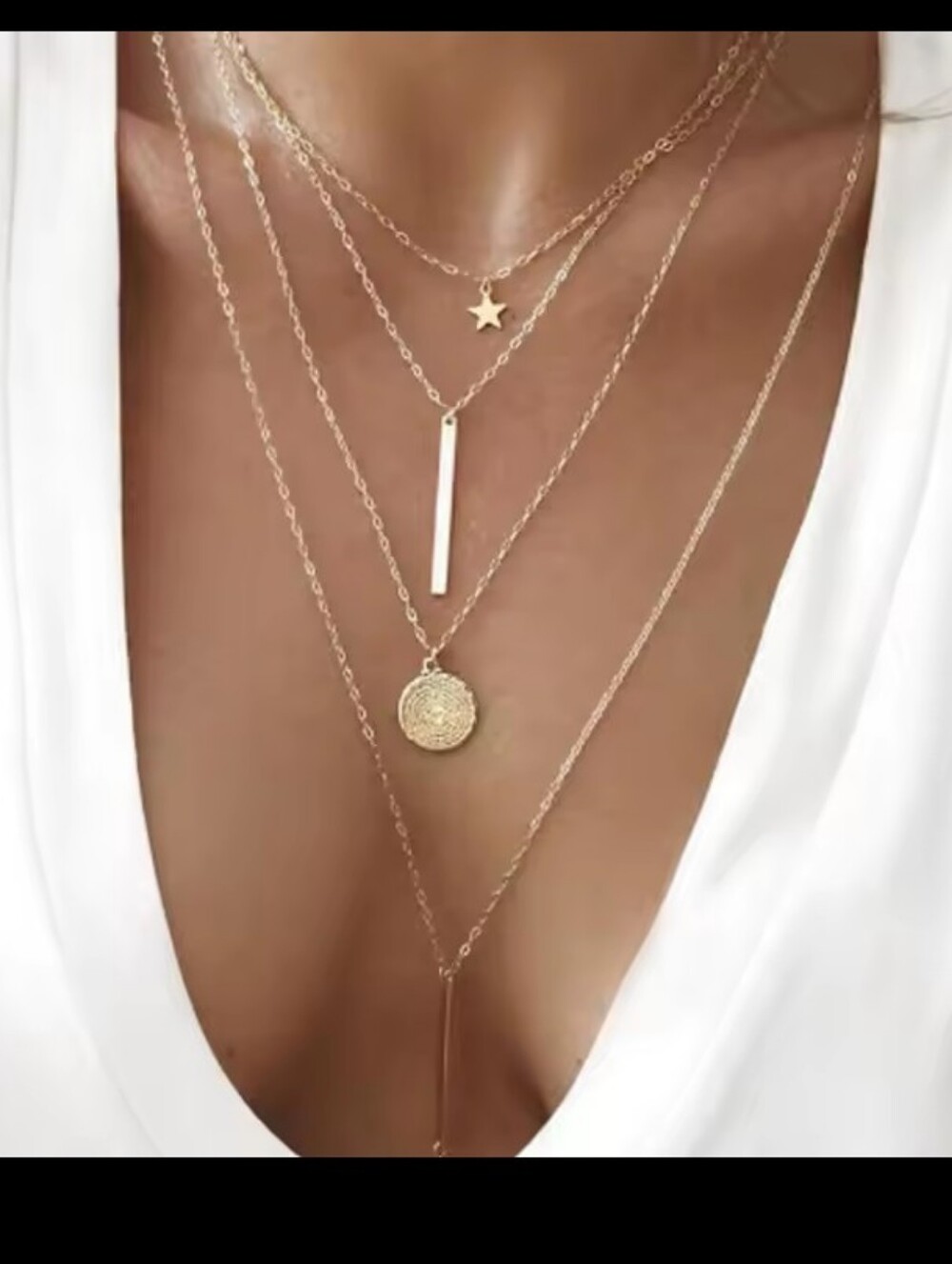 Layered Gold Pendant Necklace Set‎ - Women's Jewelry New G16